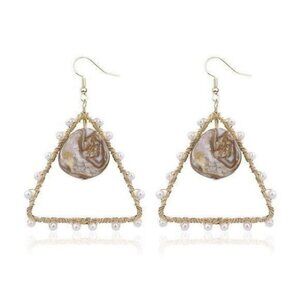 New Gold-tone shell pearl drop earrings